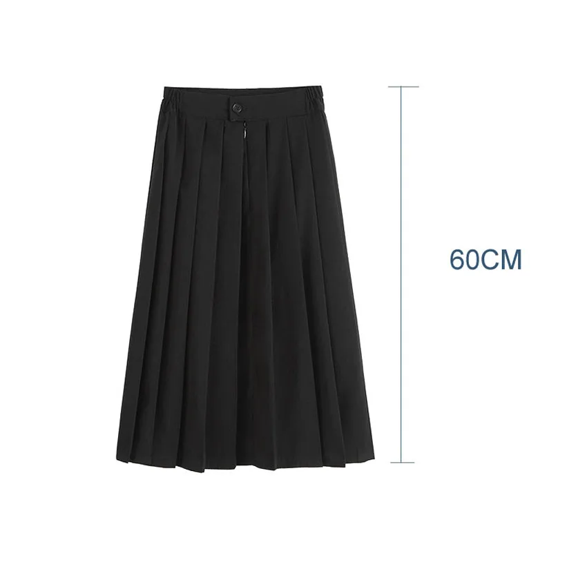 Japanese Student Girls Skirt School Uniform Solid Color Suit Pleated Skirt Short/Middle/Long High School Elastic Waist Dress