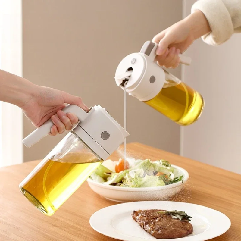 1pcs Glass Oil Spray Bottle Kitchen Dual Use for Oil Vinegar Sauce with Spray and Pour Function Safe Material