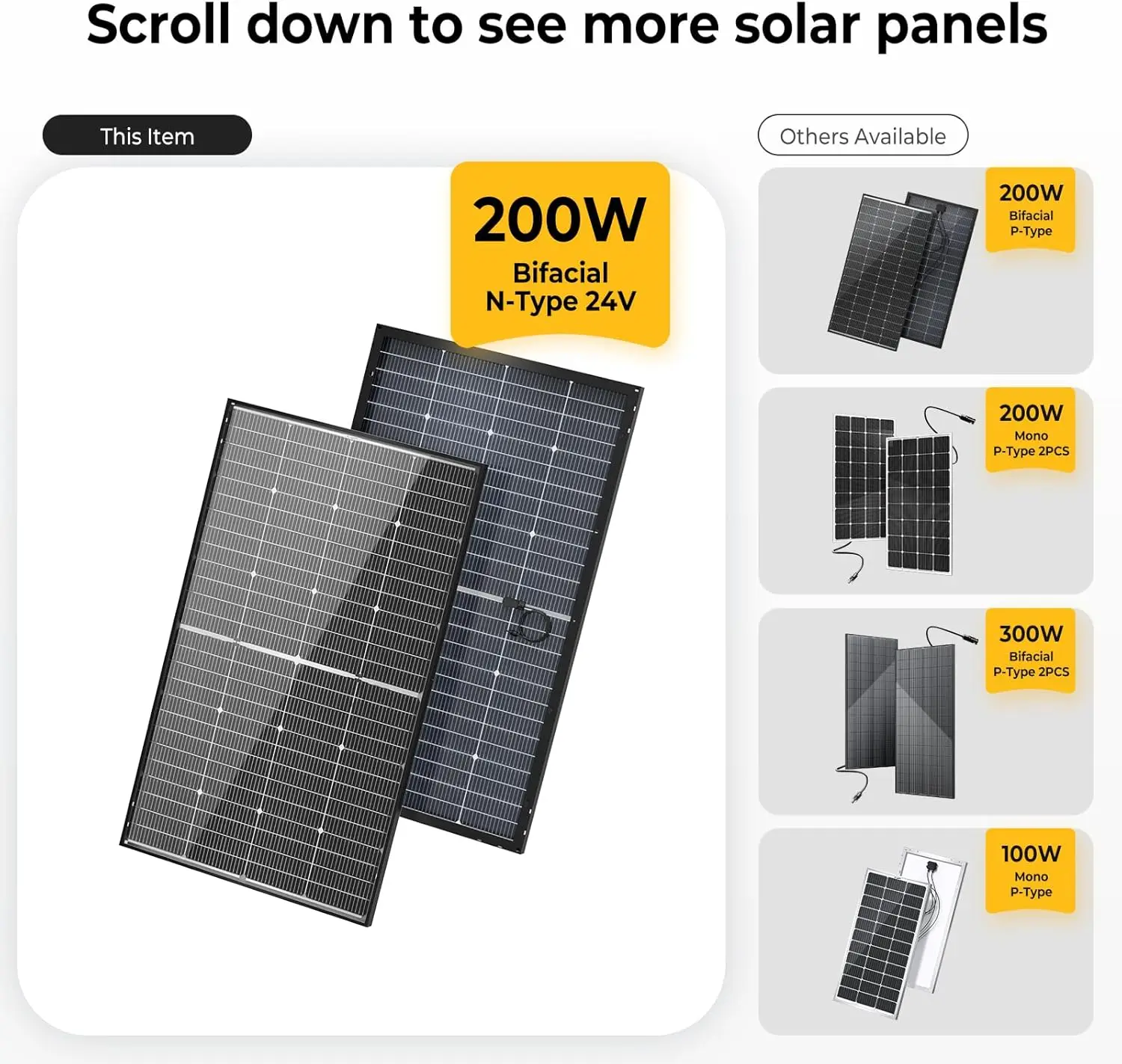 24V N-Type 16BB 200W Bifacial Solar Panel, 24V 200 Watt Solar Panel, for RV Camping Boat