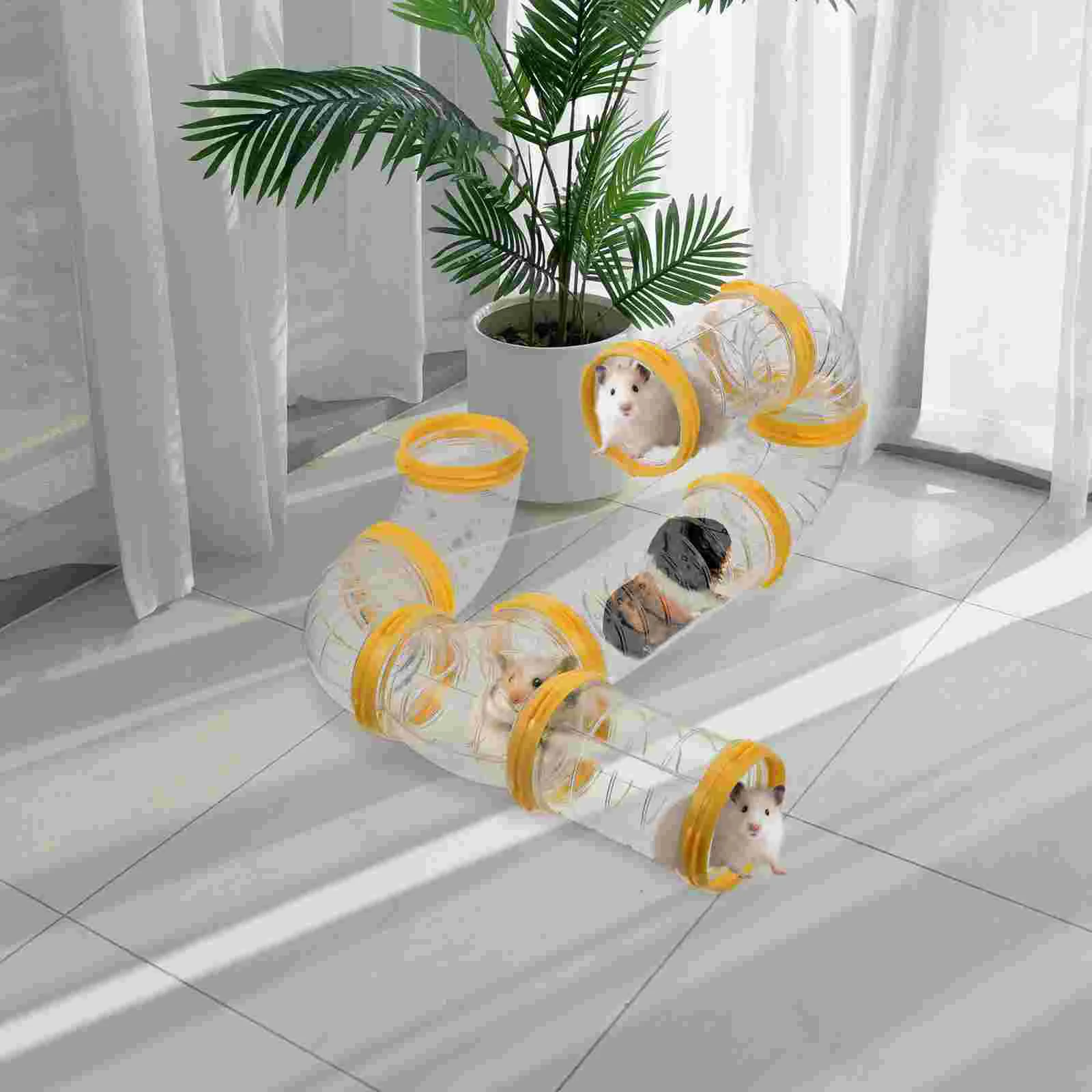 2 Sets Hamster Tube Kit Bunny Supplies Plastic Tunnel Rat Cage Outer Diy Kits Tool DIY Connector Clear Guinea Pig Tubes
