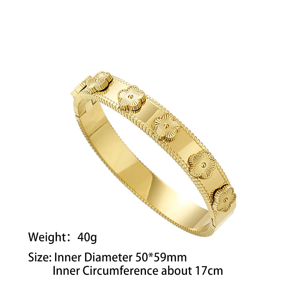 10mm Hohe Qualität Edelstahl Blume Inlay Armreif für Frauen Neue Trend Manschette Armband Chic Wasserdicht Schmuck Party Geschenk – Detail 2
