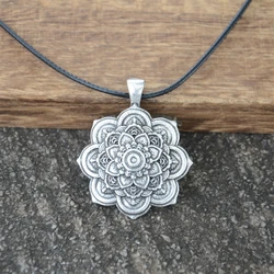 Retro OM Yoga Lotus Mandala Pendant Necklace For Women Jewelry Gift