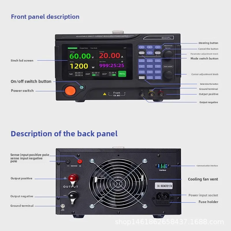 High power adjustable DC power supply voltage regulation charging programmable numerical control maintenance DP3020PL