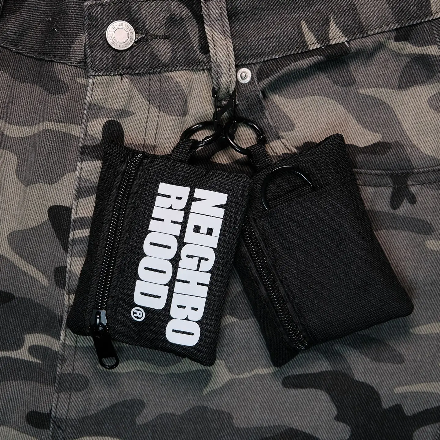 NEIGHBORHOOD Canvas Mini Pouch Keychain Coin Purse Card Holder Neck Strap