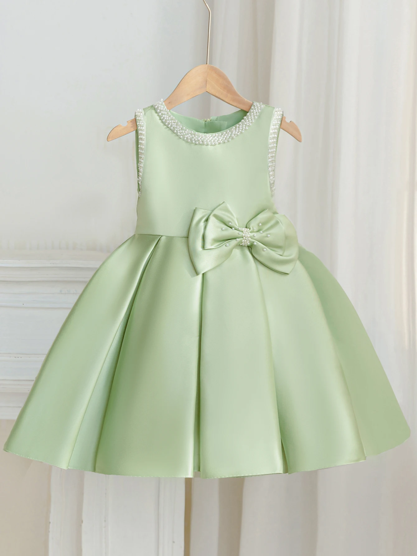 

Girls Party Dresses Sleeveless Green Princess-style Dress Suitable for Wedding Flower Girl Birthday Party Evening Wear