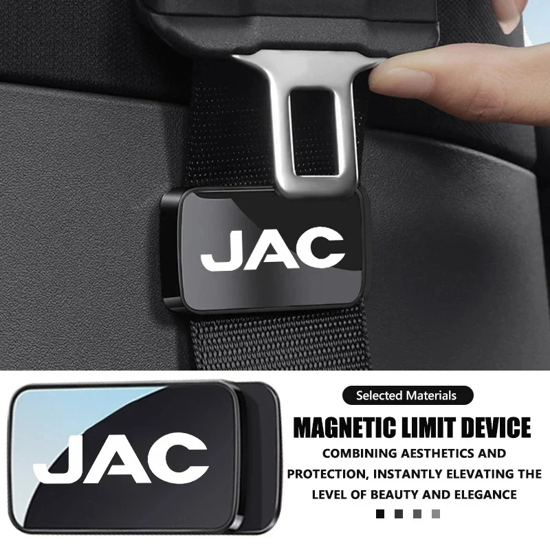 For JAC Car Logo Magnetic Seat Belt Holder Stabilizer Decorative Accessories RF8 M3 M4 X8 Plus A5 E10X QX T6 T8 Pro T9 J3 J2 S5