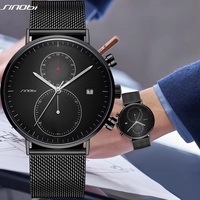 SINOBI Mens Watches Top Brand Luxury Stainless Steel Quartz Wristwatch Male Luminous Pointer Men Business Waterproof Gifts Watch