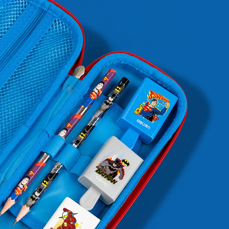 3pcs DELI VP138 Liga Justiça DC Caixa Mágica Cartoon Erasers Escola Estudante Suprimentos Papelaria