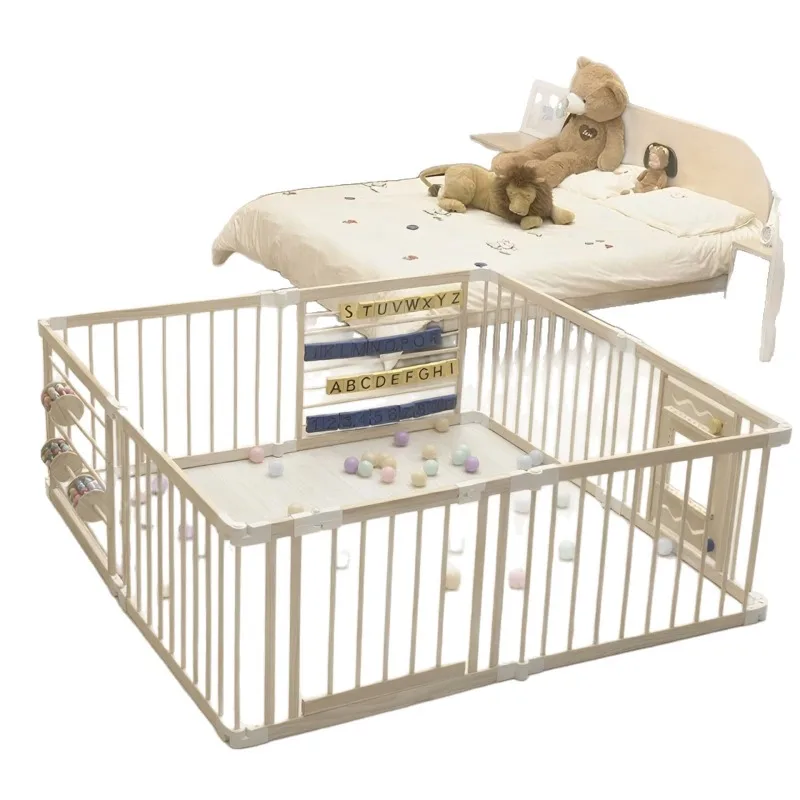 

Household wooden baby safety fence, foldable wooden, climbing mat guardrail
