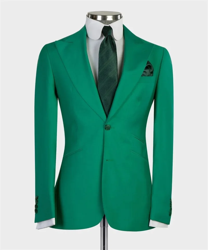 Costume vert formel Pour Hommes, 2 pièces, Blazer + gilet sur mesure, robe de bal Pour le bureau