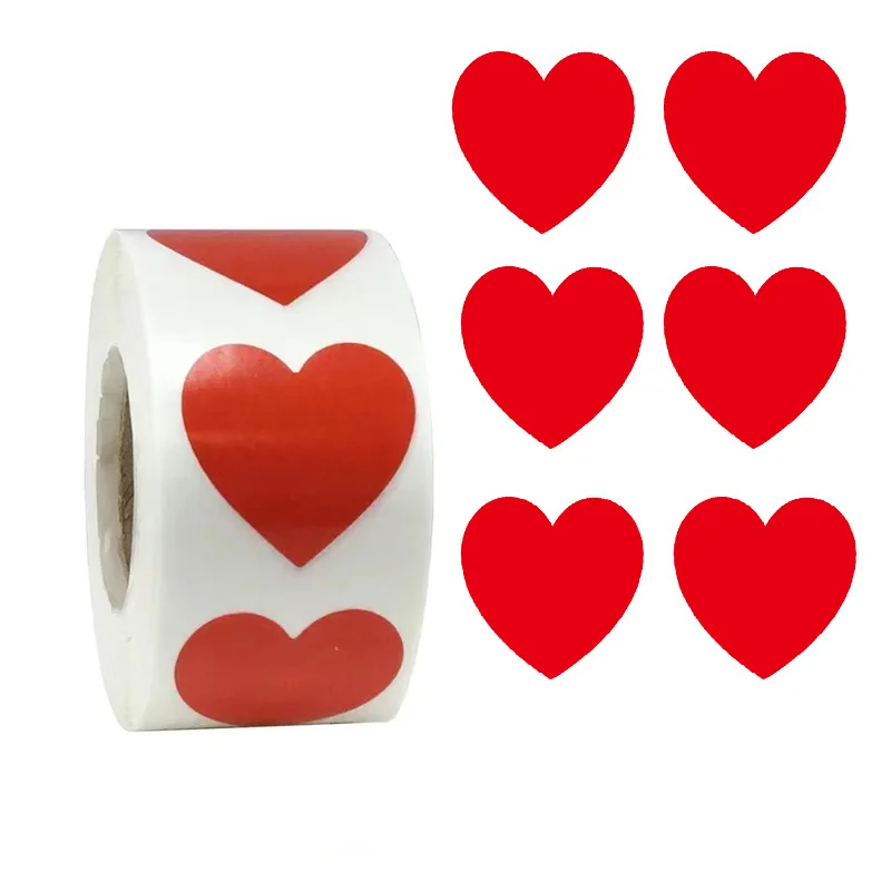 500pc Heart Shape Red Sticker Seal Label Package Wedding Decoration Stationery Valentine Day Gift 2023 San Valentin Saint Idea