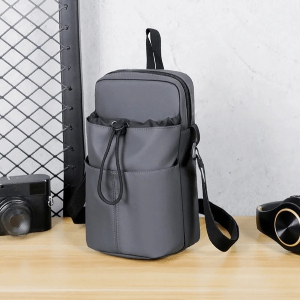 

Сумка для бутылки с водой на плечевом ремне, нейлоновый передний карман, держатель для бутылки с водой, большой шнурок с открытым носком