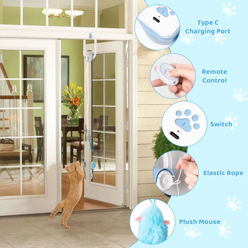 

Retractable Door Hanging Cat Toys Automatic Kitten Toys Independent Pet Play Indoor Cat Toy for Cats Kitten Playing Exercis
