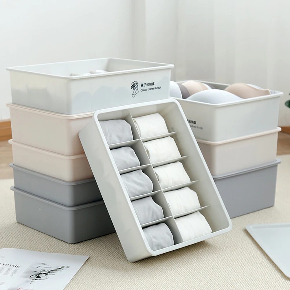 

10 Compartments Plastic Socks Underwear Finishing Box Panties ganizer Underwear Bra ganizer Container Closet Drawer