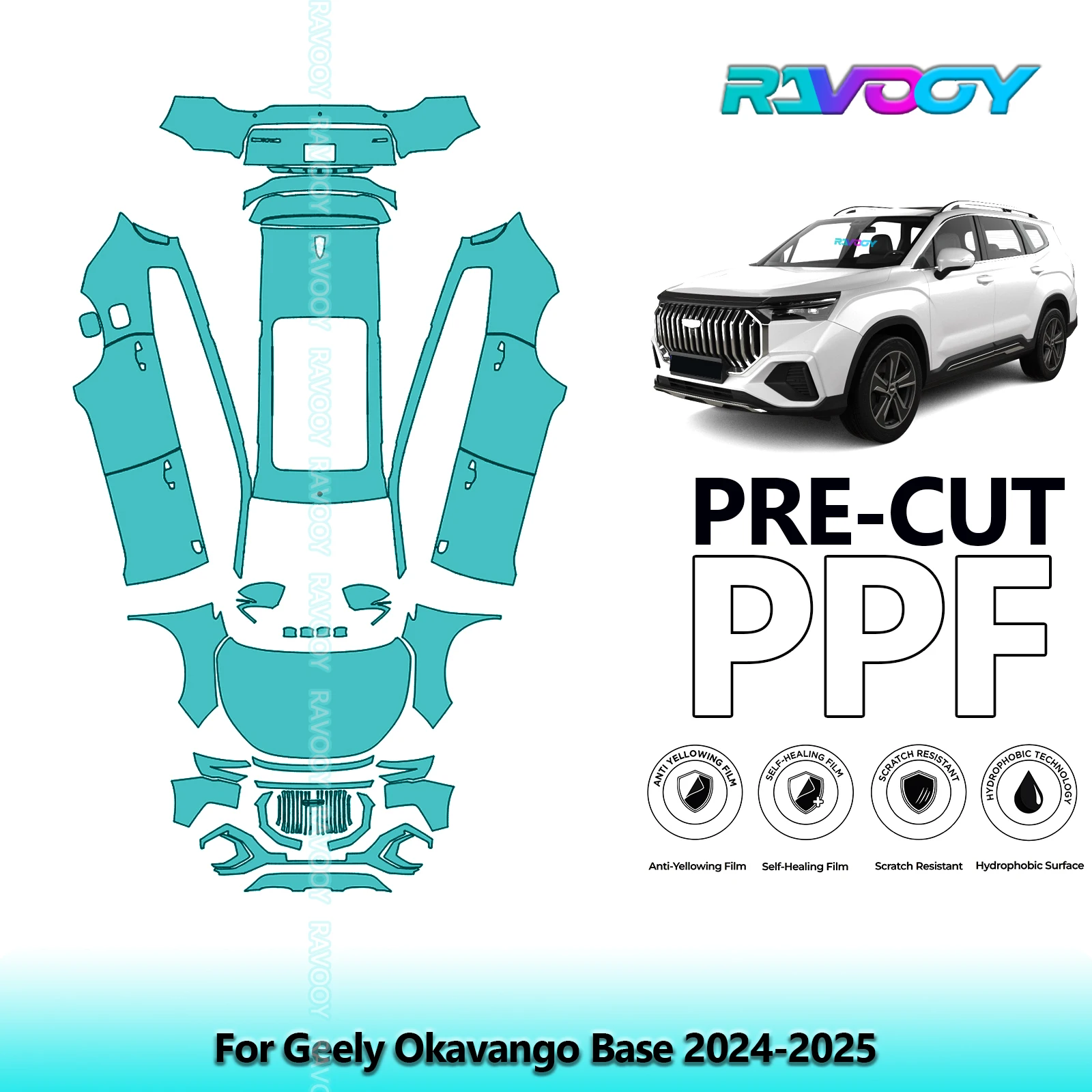 

Full Vehicle Clear Bra Precut PPF Paint Protection Film For Geely Okavango Base 2024-2025