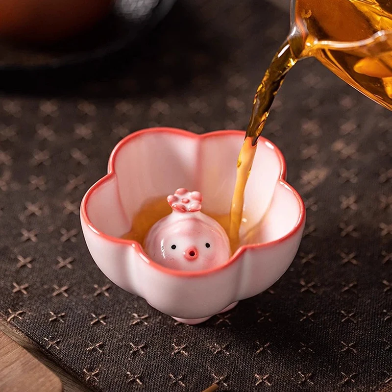 الكرز الوردي فقاعة الأسماك الشاي الحيوانات الأليفة الفاخرة خزان الأسماك المناظر الطبيعية الشاي تمثال اللعب الشاي تمثال الحلي صنعة