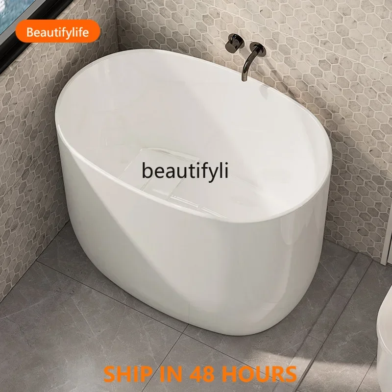 

Small Apartment Small Bathtub Mini Japanese Deep Bubble Bathtub Household Independent Acrylic MovableFH