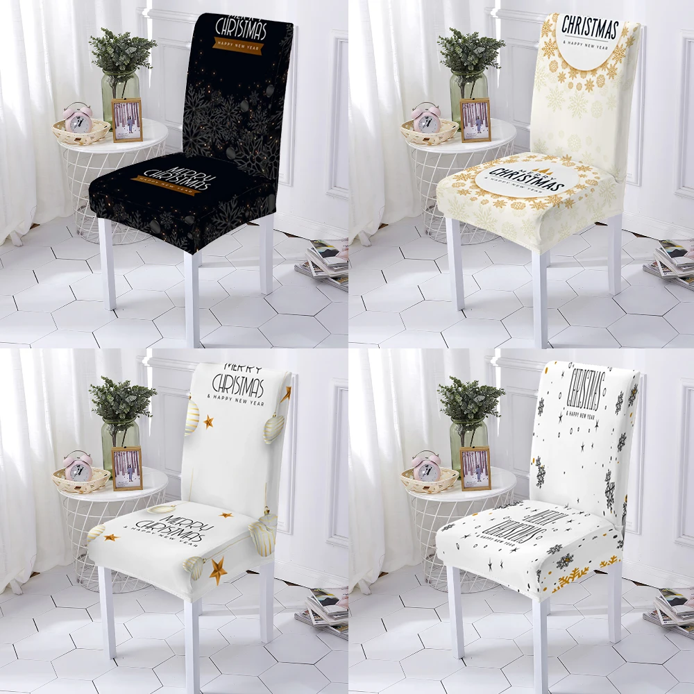 Christmas  Restaurant Chairs Covers   Hotel Slipcovers Protector Chair Cover Decoration Washable Print Multifunctional Universal