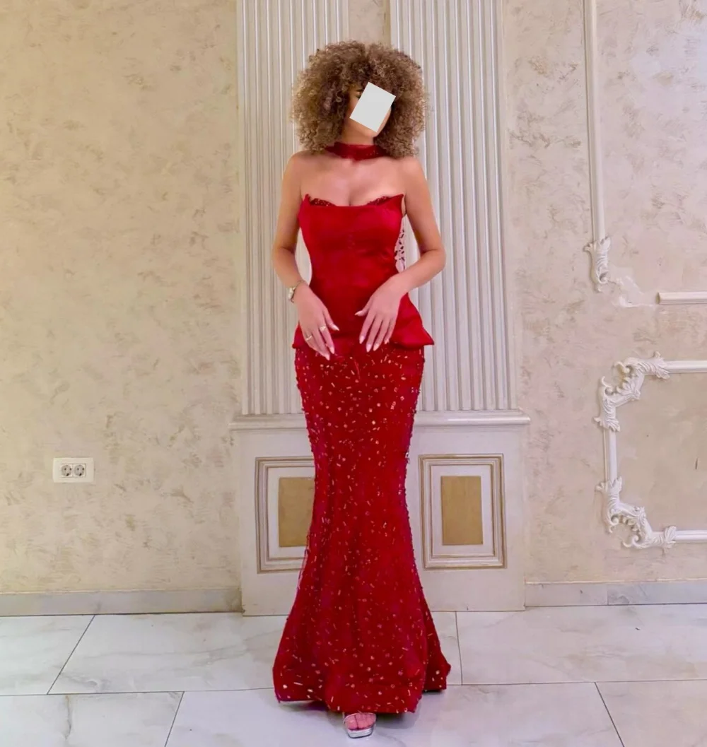 

Индивидуальные шармезные блестящие без бретелек темпераментные красные длинные платья русалки на заказ события женские вечерние очаровательные сексуальные