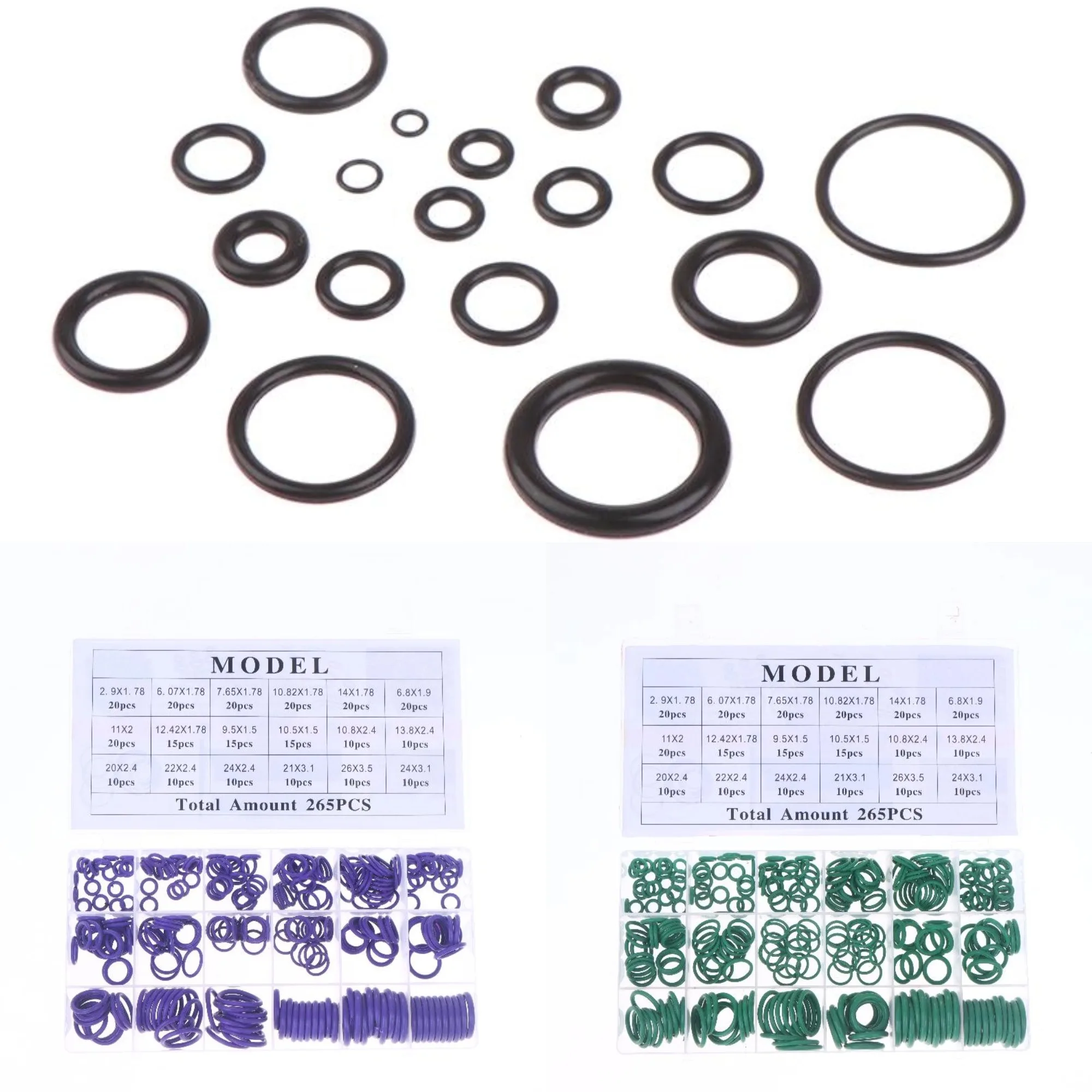 1 صندوق 3 ألوان ختم شريط مرن المطاط O-حلقة مجموعة جوانات ختم الأربطة المطاطية النتريل ارتفاع ضغط O-خواتم طقم تصليح