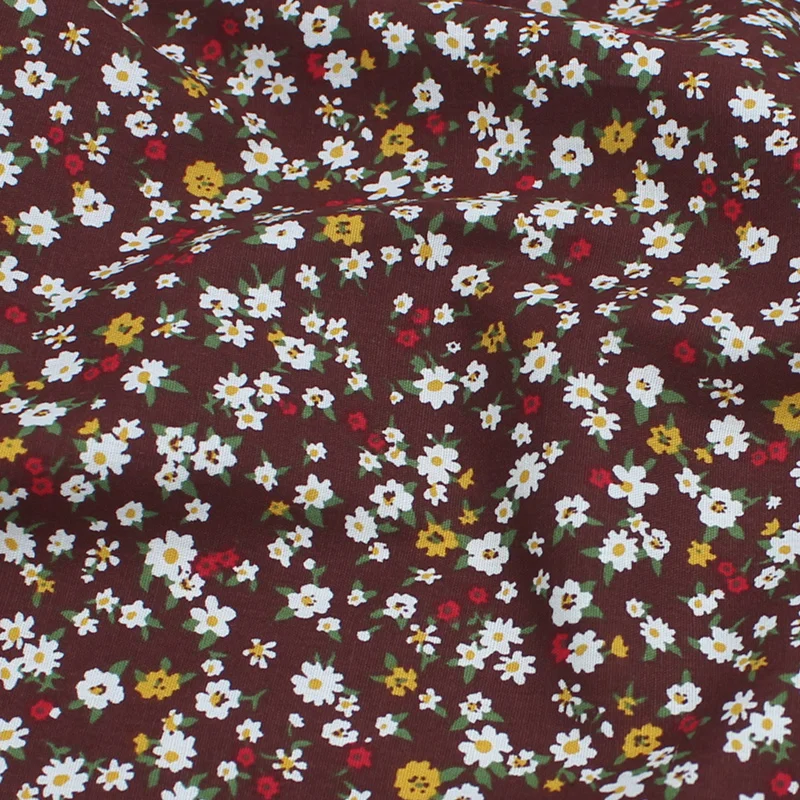 Dark Pastoral Style Cotton Floral Plain Sewing Fabric, 145x50cm, Printing Clothing Cloth