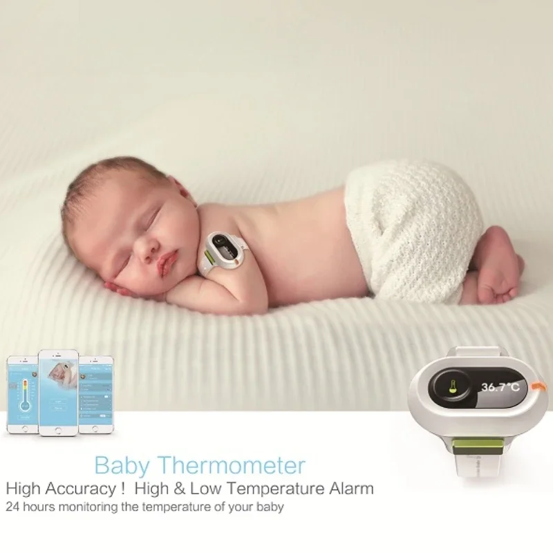 Baby digitales Smart-Thermometer-Armband, Bluetooth-Körper, berührungsloser Kontakt, Mini-Multi-Thermometer für drinnen und draußen, Zuhause