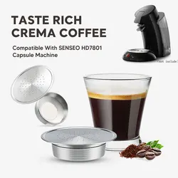 Reusable Coffee Capsule Pods for Senseo HD7801 Rich Crema Refillable Filters Cup Stainless Steel Metal Coffee Accessories