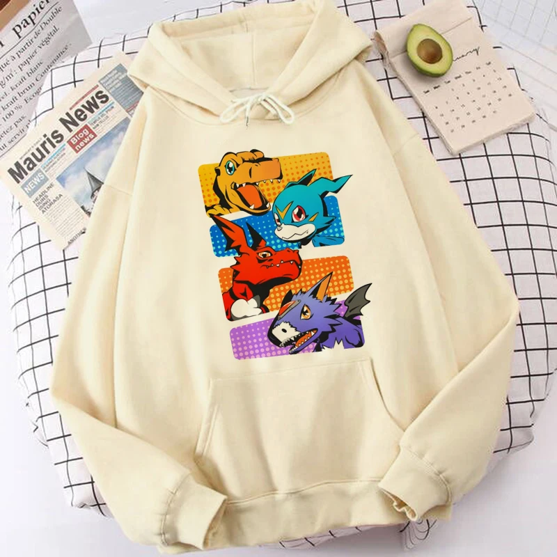 Digimon-Sudadera con capucha de manga larga para hombre, chándal de estética y2k, gráfico superior, estilo coreano