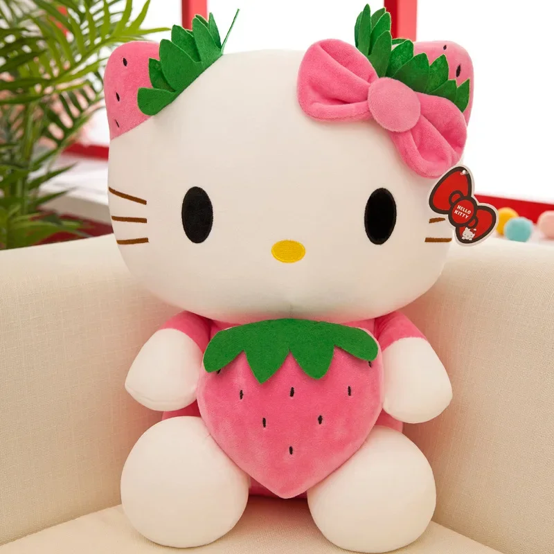 Muñeco de peluche de hellokitty de fresa súper linda, juguete de almohada de dibujos animados, regalo de cumpleaños para niña y niño, 8 pulgadas