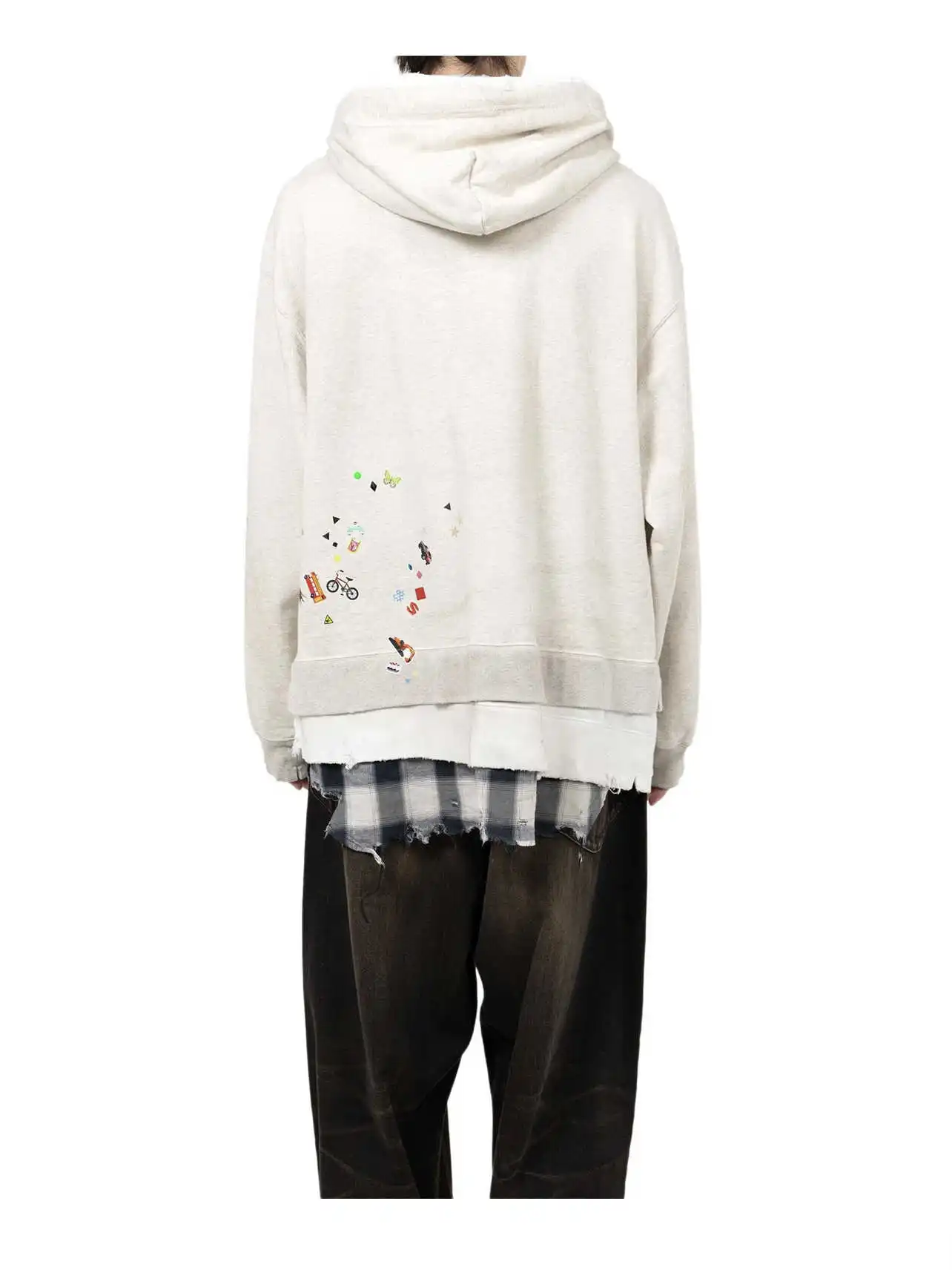 25AW MMY اليابانية عارضة القطن متعة مطبوعة لوحة ساخنة غسل الضرر المياه مقنعين البلوز #6