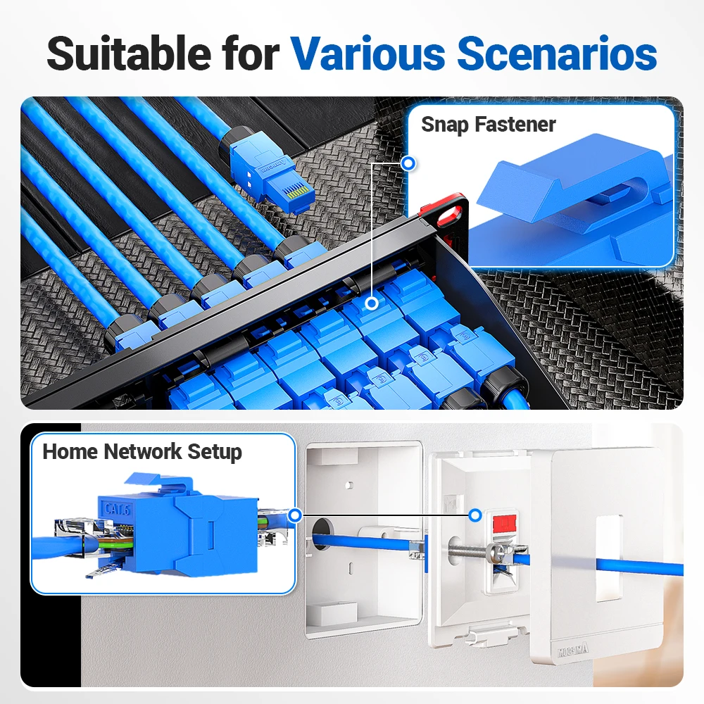 Acoplador inline cat6a rj45, acoplador keystone jack, ampcom rj45 cat6 cat5e acopladores adaptadores extensores de módulo keystone direto