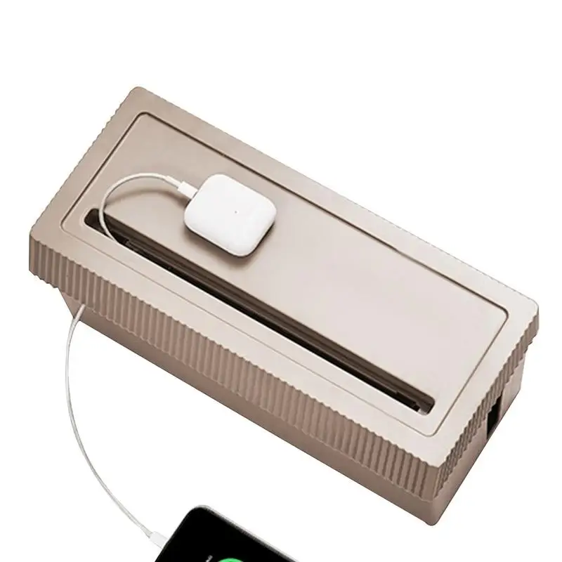 สายออแกไนเซอร์จัดเก็บกระจายความร้อนและการออกแบบพาร์ทิชันกล่องเก็บของช่องเสียบโทรศัพท์พร้อมฝาปิดกันฝุ่น