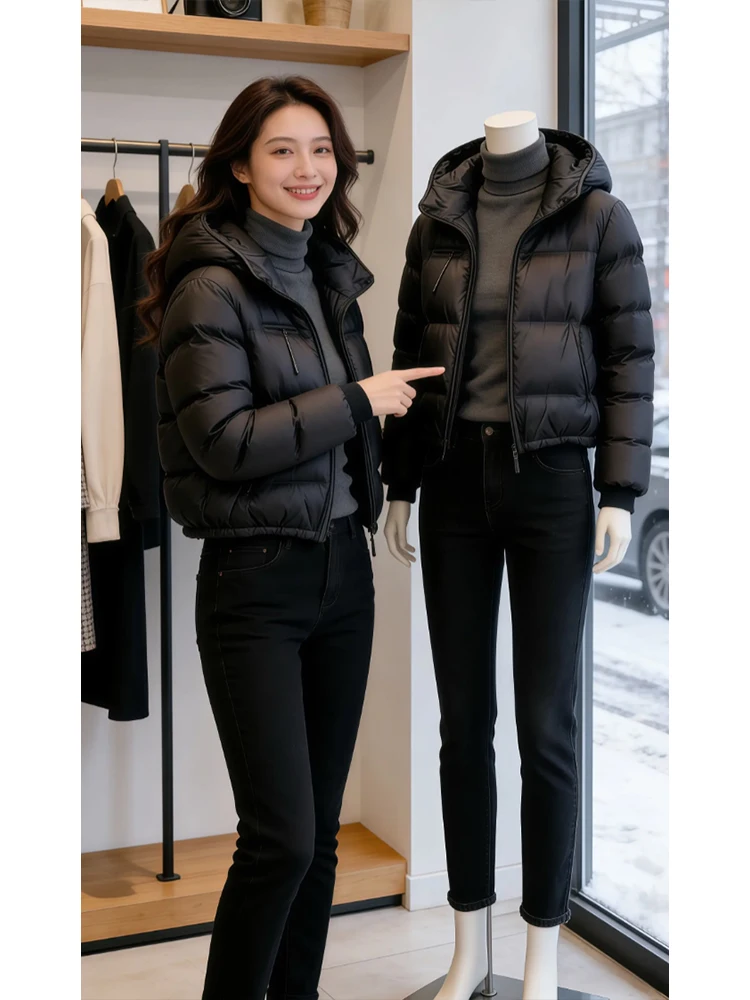 

Sli Thiened ort Cotton Jaet Women's Winter Faionable All-Match Warm Personali Cotton Clothes Pure Color