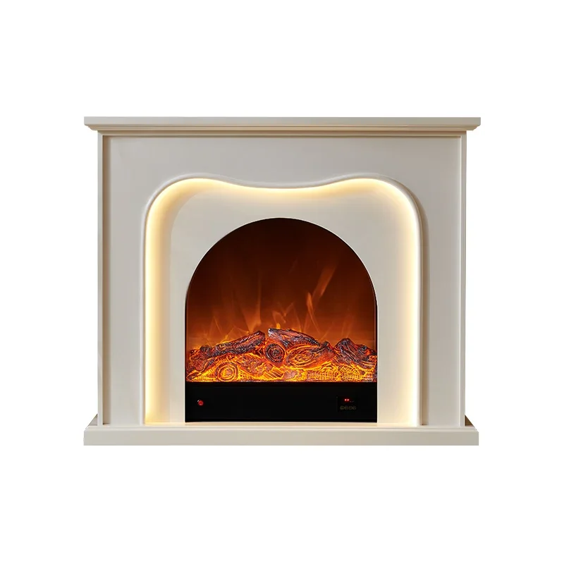 Chimenea francesa blanca de 1,2 metros, armario decorativo para sala de estar, luz de ambiente de llama simulada Retro, calefacción eléctrica