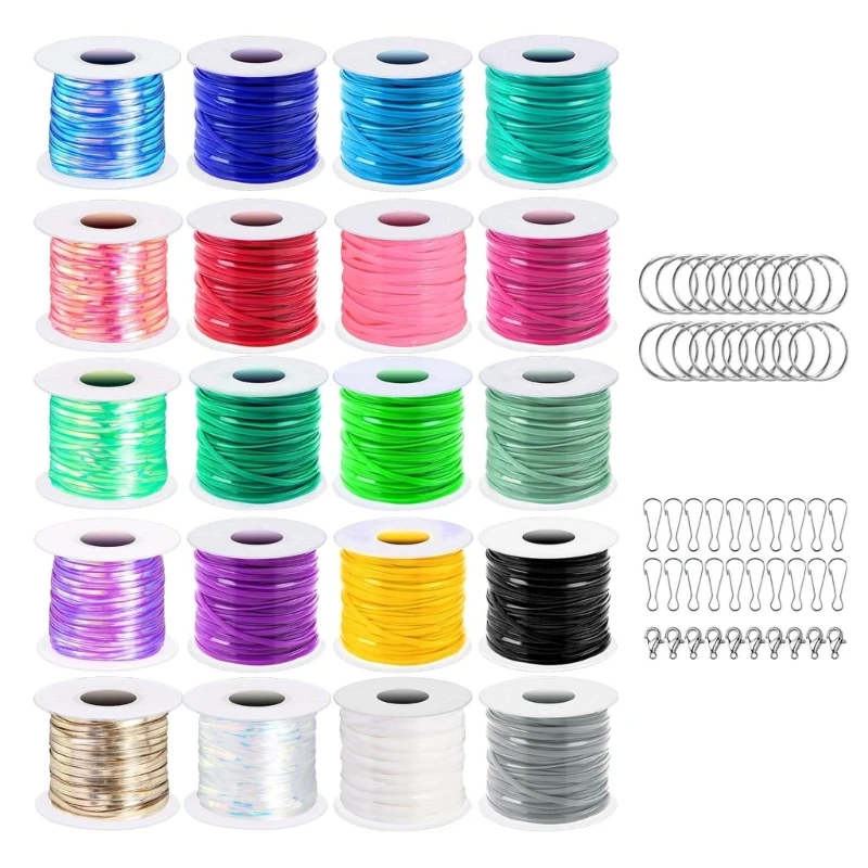 

Multipurpose Lanyard String Set Colorful Plastic Lace Rolls for Crafting Project N2UE