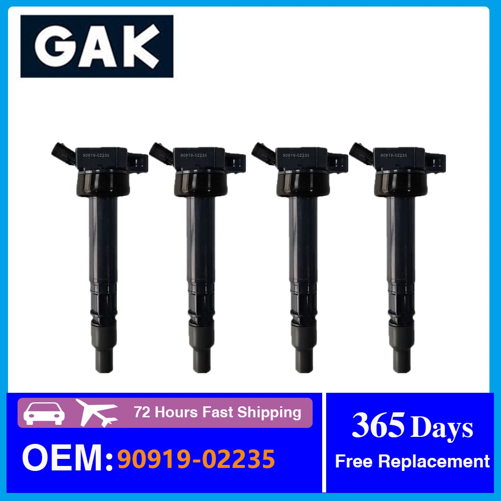 GAK 4PCS 9091902235 High Quality Ignition Coil 90919-02235 For Toyota Nadia SXN10 Vista Ardeo SV50 1998-2003 2.0L 90919 02235