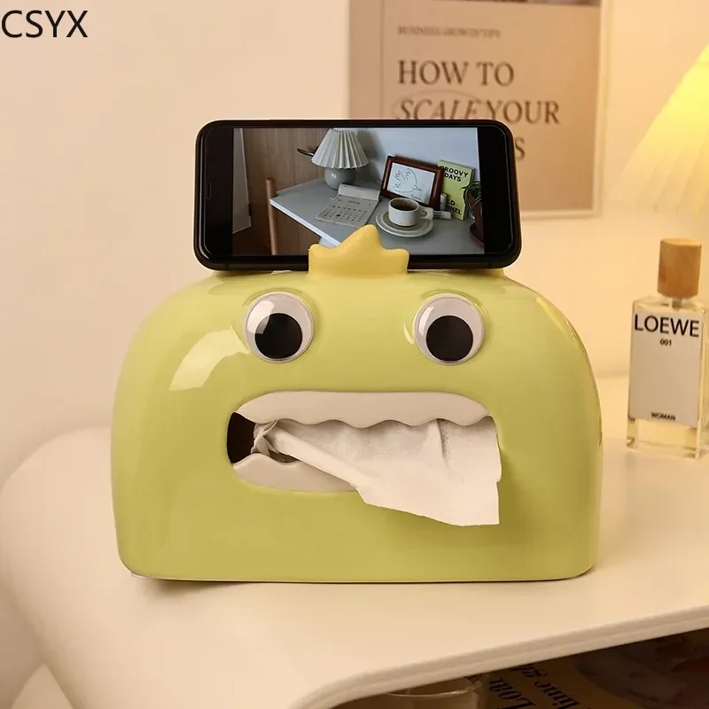 

Quirky Monster Design Ceramic Tissue Holder, Creative Home Decor for Living Room Tabletop, Room Decoration Essential