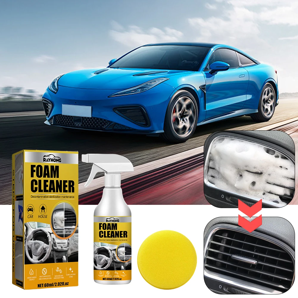 60ml Multifunctional Foam Cleaner Car Interior Strong Decontamination Car Interior Leather Clean Car Interior Wash Maintenance