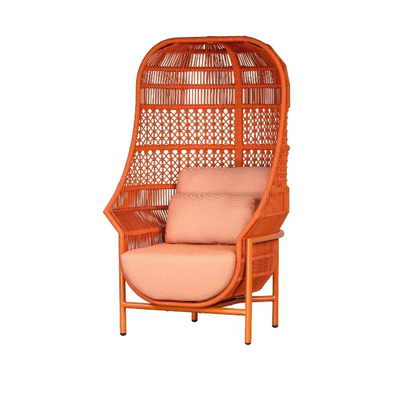 breakfast Internet celebrity chair haute couture high back rattan chair weathering waterproof single eggshell sofa