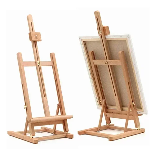 Imagen 2 del producto Caballete de mesa de madera maciza de calidad, mesa de dibujo de escritorio para estudio de artista, tablero de arte portátil y ajustable para pintar, madera de haya