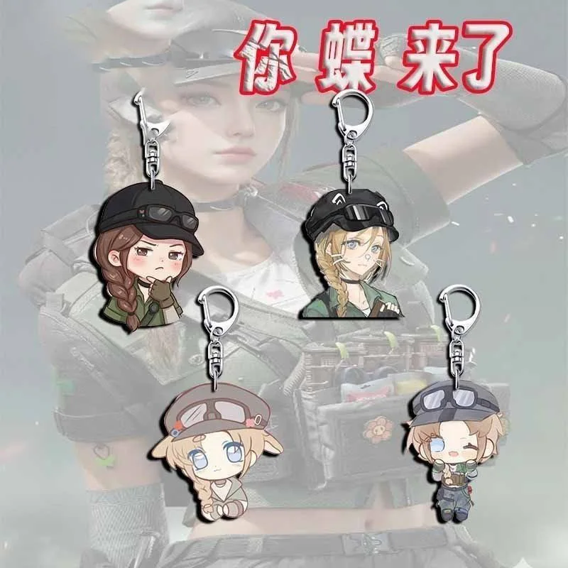 Game Peripheral Acrylic Keychain Cute Cartoon Character Keyring Student Backpack Hanging Decoration Small Pendant Collection