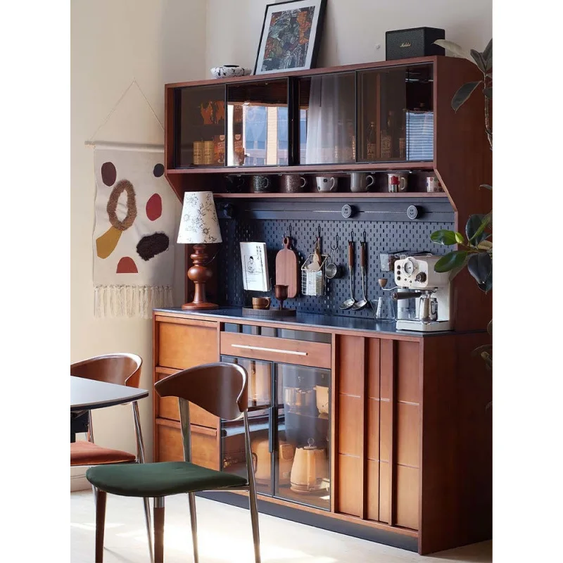 

Solid wood dining side cabinet against the wall integrated locker living room locker medieval tea double layer