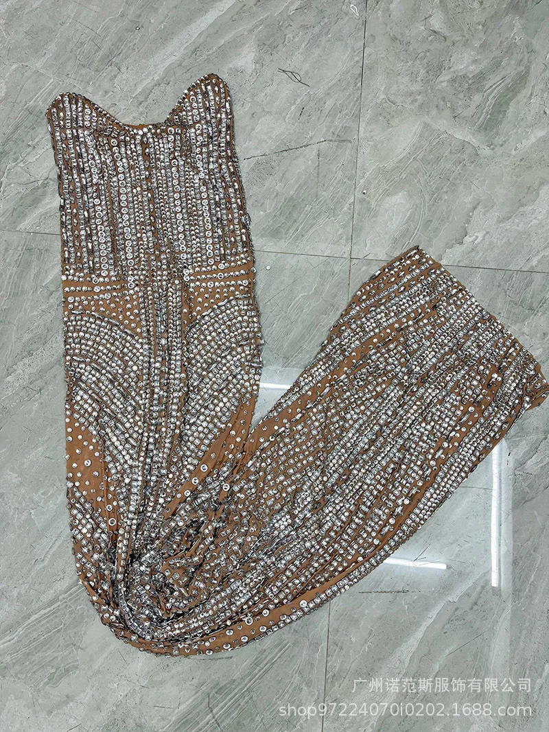 2025 bustier tubulaire diamant chaud luxe longue robe événement Banquet hôte maître des cérémonies société réunion annuelle cérémonie des récompenses étoiles