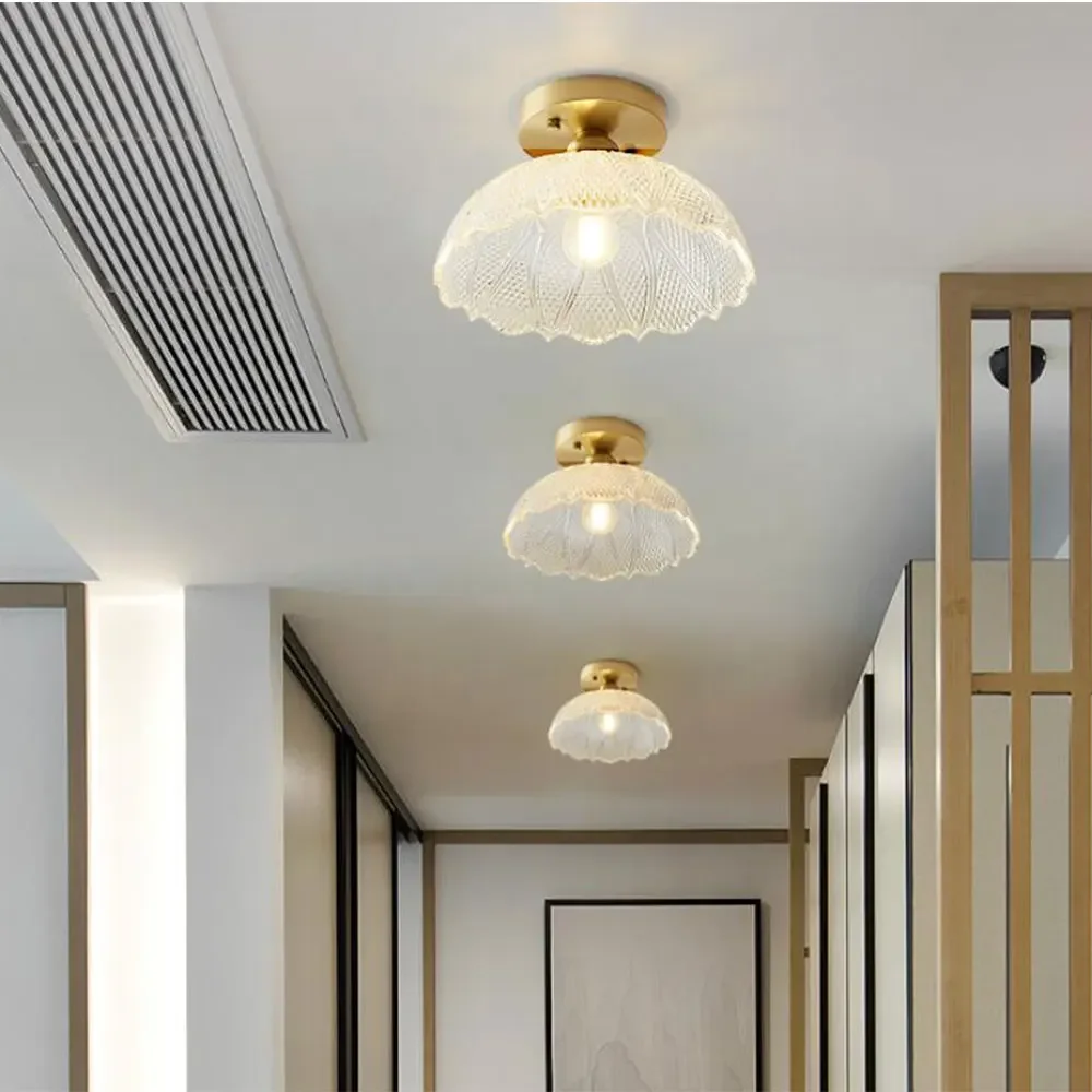 

Nordic Glass Ceiling lamp Retro Loft Vintage Ceiling Light Russia Dining Room Modern corridor copper E27 Ceiling Glass Lampshade