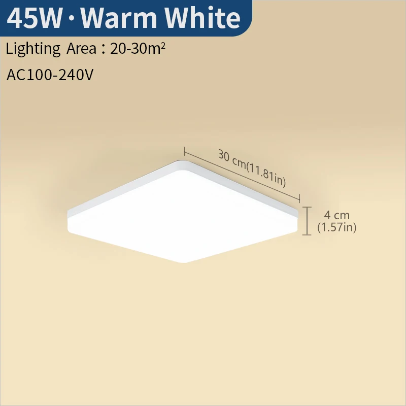 MARPOU Quadratische LED-Deckenleuchte Schlafzimmerbeleuchtung Neutralweiß Kaltweiß Warmweiß 48W 36W 24W 18W LED-Deckenlampe Raumbeleuchtung