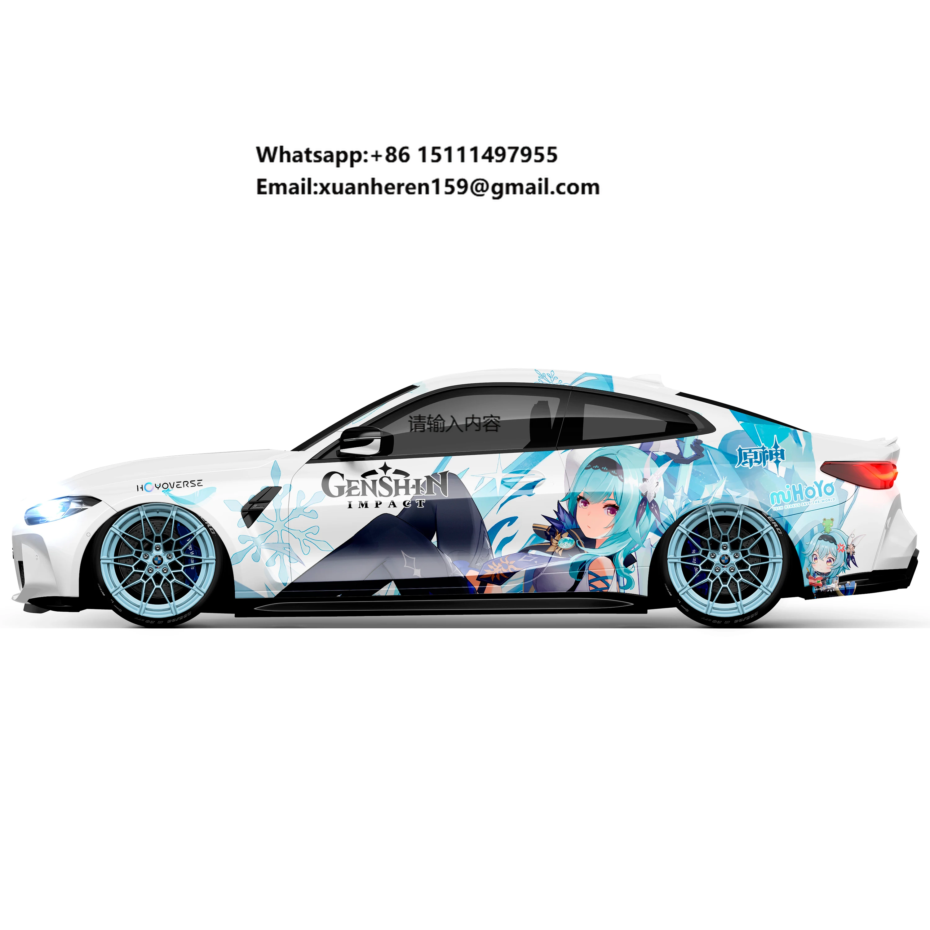 Wholesale Genshin Impact Itasha 15 Anime Girl Car Side Wrap Full Color Graphics Vinyl Livery Decal JDM Sticker Fit with Any Cars