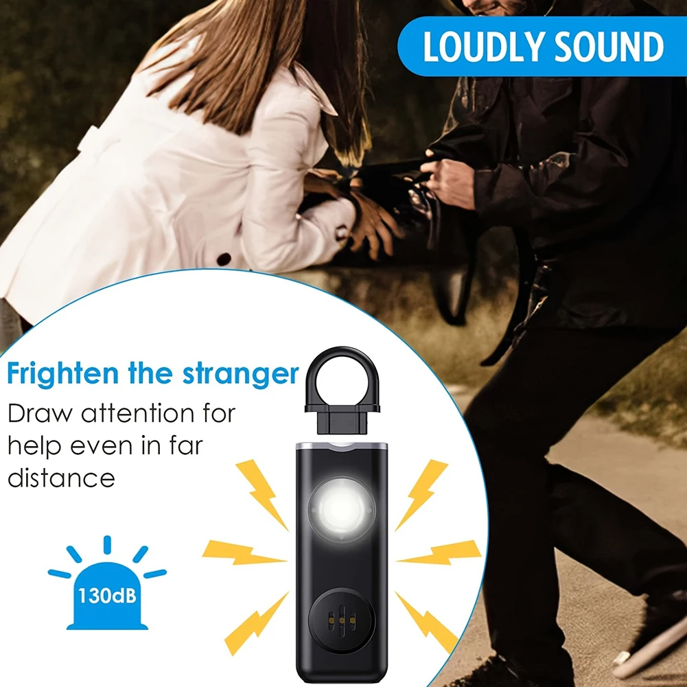 Self Defense Alarm 130dB Loud Carrying Scream Loud Panic Alarm Flashlight Self Defense Electronic Device for Women Kids Elderly