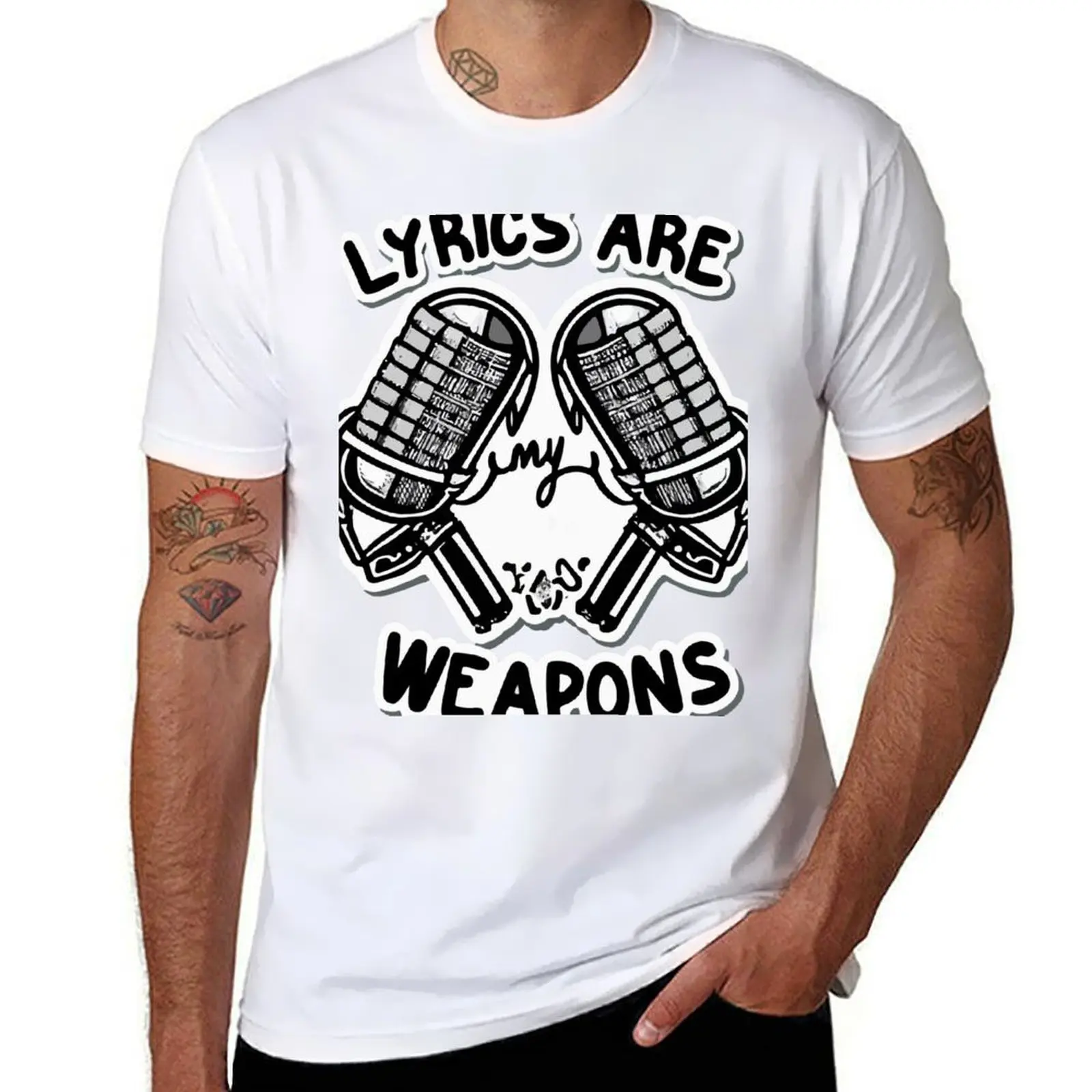 

Lyrics Are My Weapons - Hand-Drawn Microphones T-Shirt man t shirts graphic funny t shirts man T-Shirt