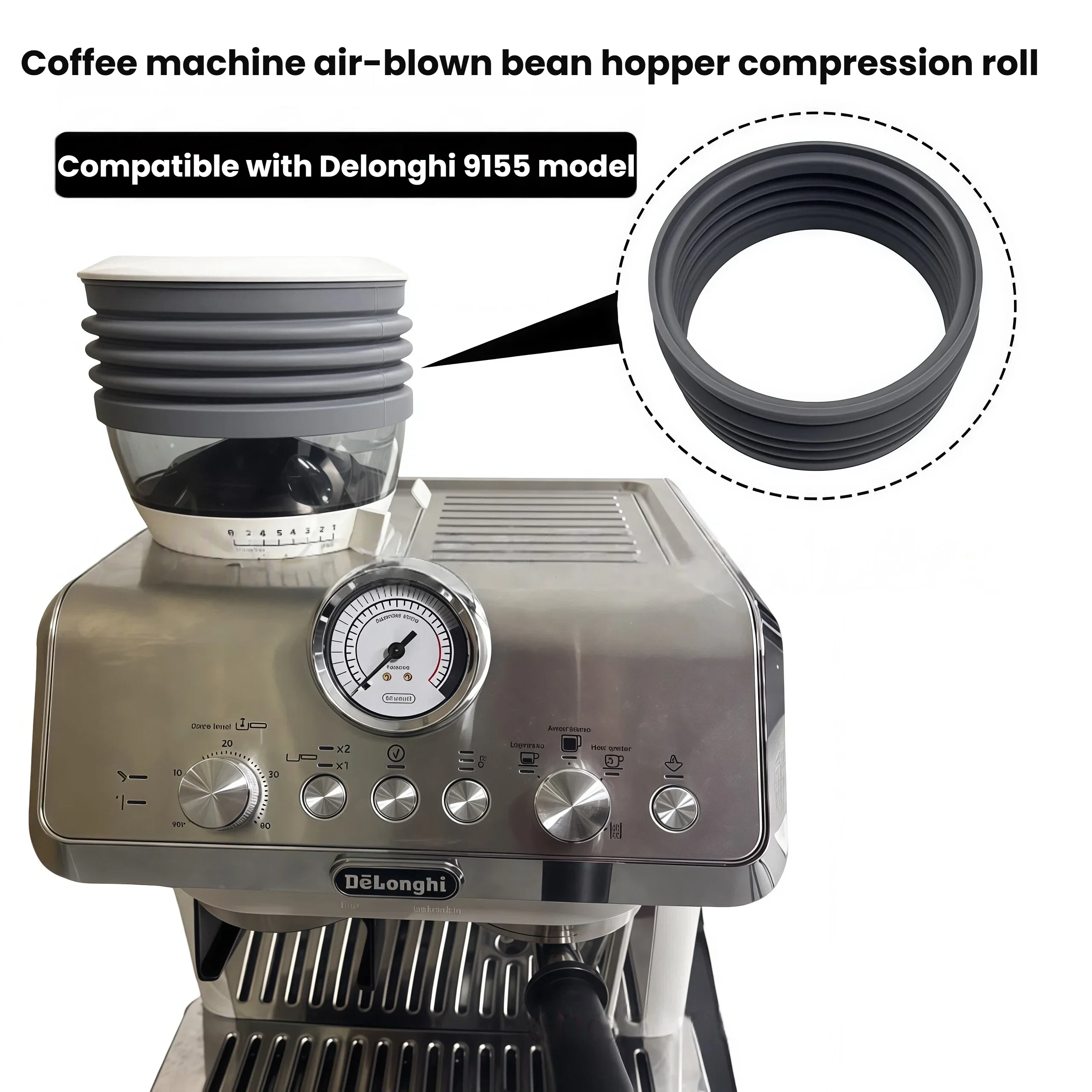 Suitable for Delong 9155 coffee machine bean bin corrugated tube compression roll blowing air cleaning residual residue removal