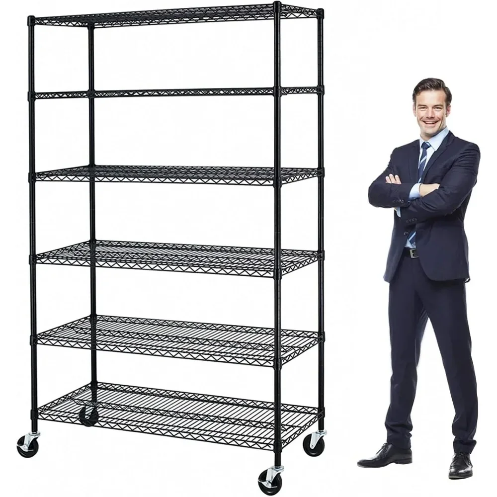 6000Lbs Capacity Heavy Duty Storage Shelves Commercial Wire Shelving Unit and Storage Adjustable 6 Tier, 76 H x 48 L x 18 D